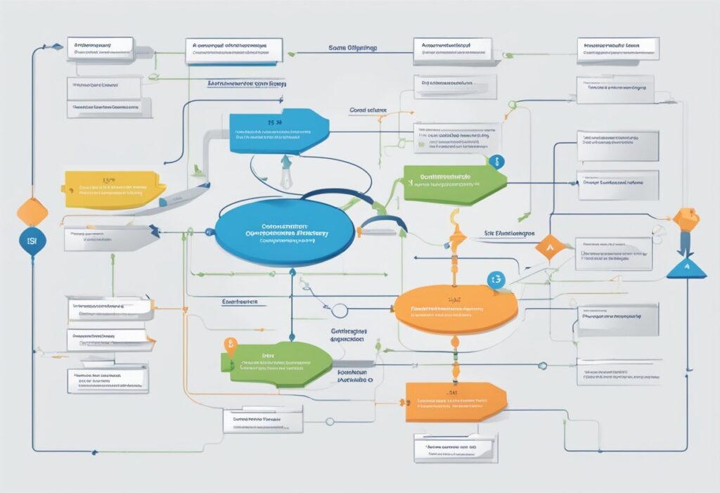 A flowchart with interconnected arrows showing the process of optimizing and scaling operations in a go-to-market strategy framework